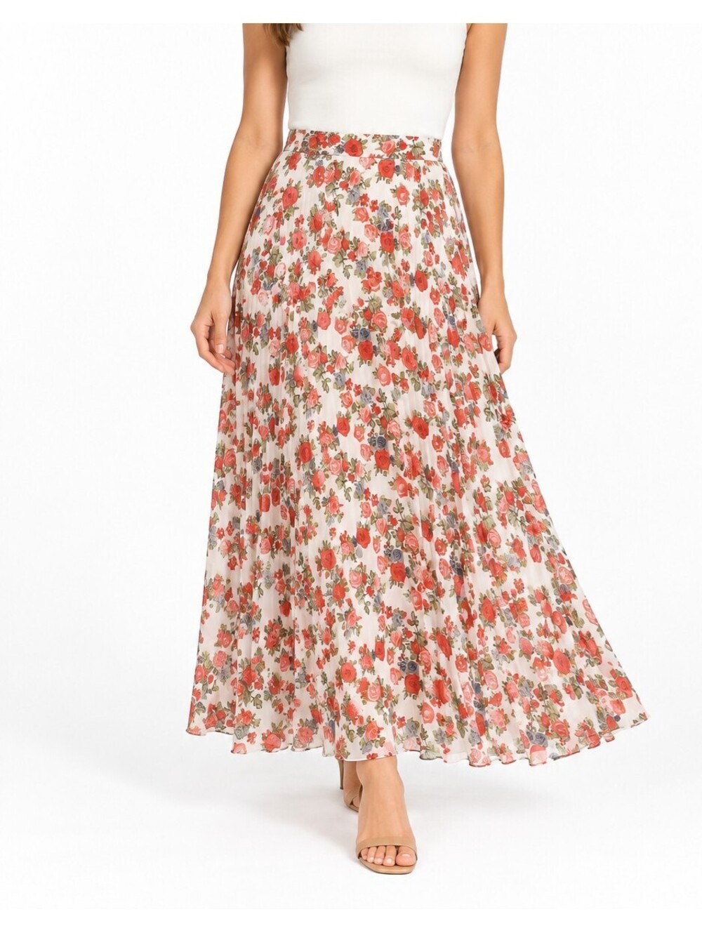 Cremieux size 4 Floral Rose Pleated Maxi Skirt